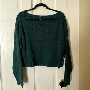 Hunter Green Oversized Cropped Sweater